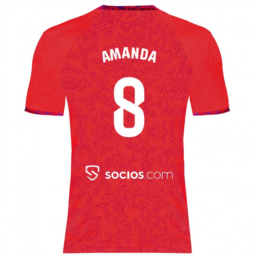 Danxen Kinderen Amanda Sampedro Bustos #8 Rood Uitshirt Uittenue 2024/25 T-Shirt