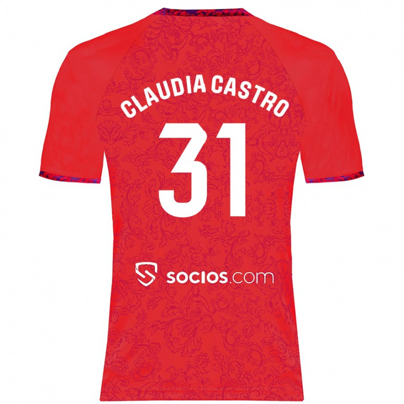 Danxen Kinderen Claudia Castro Romero #31 Rood Uitshirt Uittenue 2024/25 T-Shirt