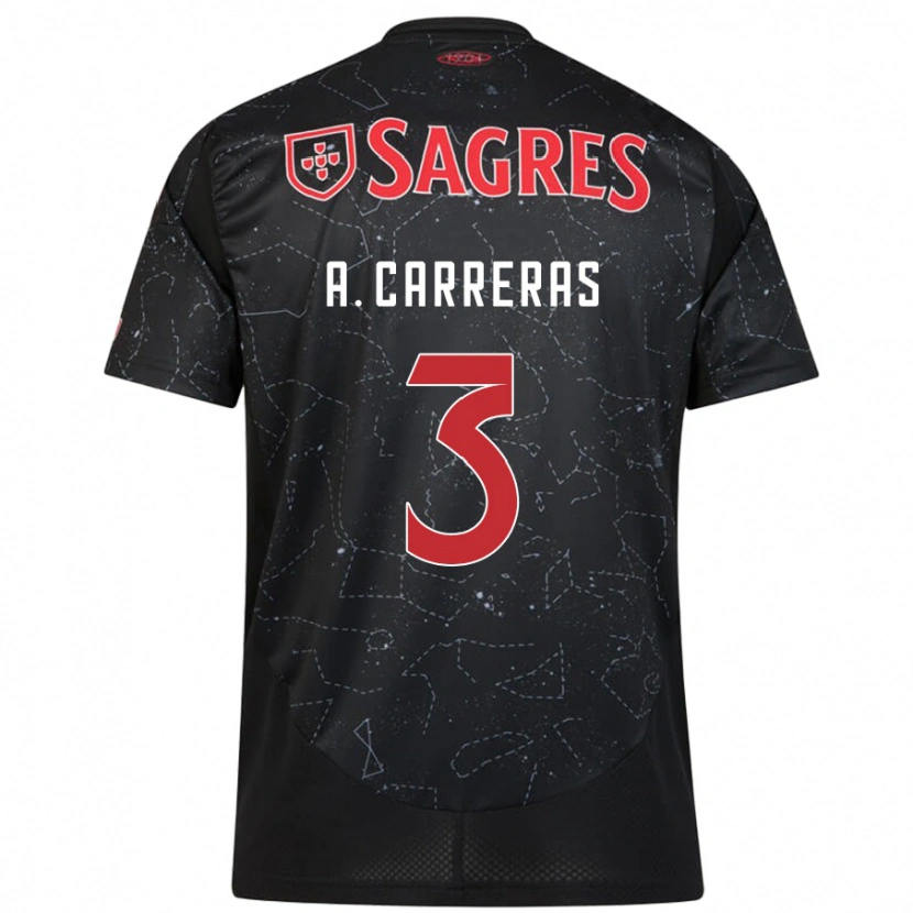 Danxen Kinderen Álvaro Carreras #3 Zwart Rood Uitshirt Uittenue 2024/25 T-Shirt