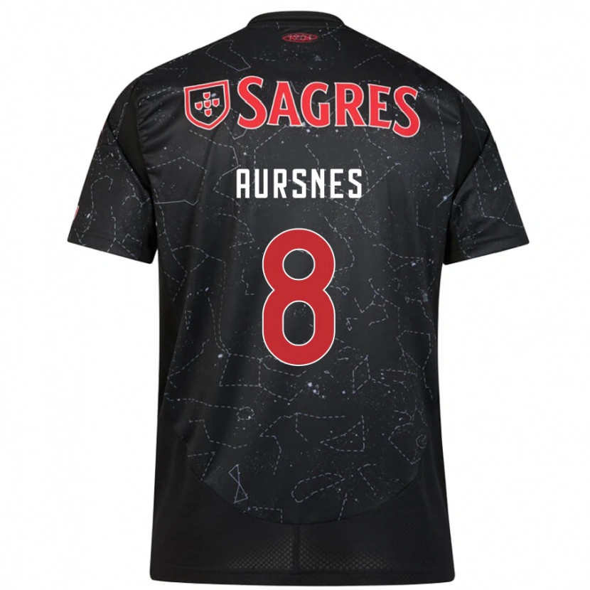 Danxen Kinderen Fredrik Aursnes #8 Zwart Rood Uitshirt Uittenue 2024/25 T-Shirt