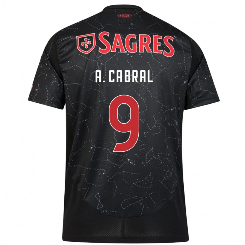 Danxen Kinderen Arthur Cabral #9 Zwart Rood Uitshirt Uittenue 2024/25 T-Shirt