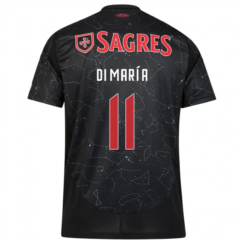 Danxen Kinderen Ángel Di María #11 Zwart Rood Uitshirt Uittenue 2024/25 T-Shirt