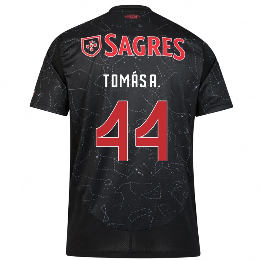 Danxen Kinderen Tomás Araújo #44 Zwart Rood Uitshirt Uittenue 2024/25 T-Shirt