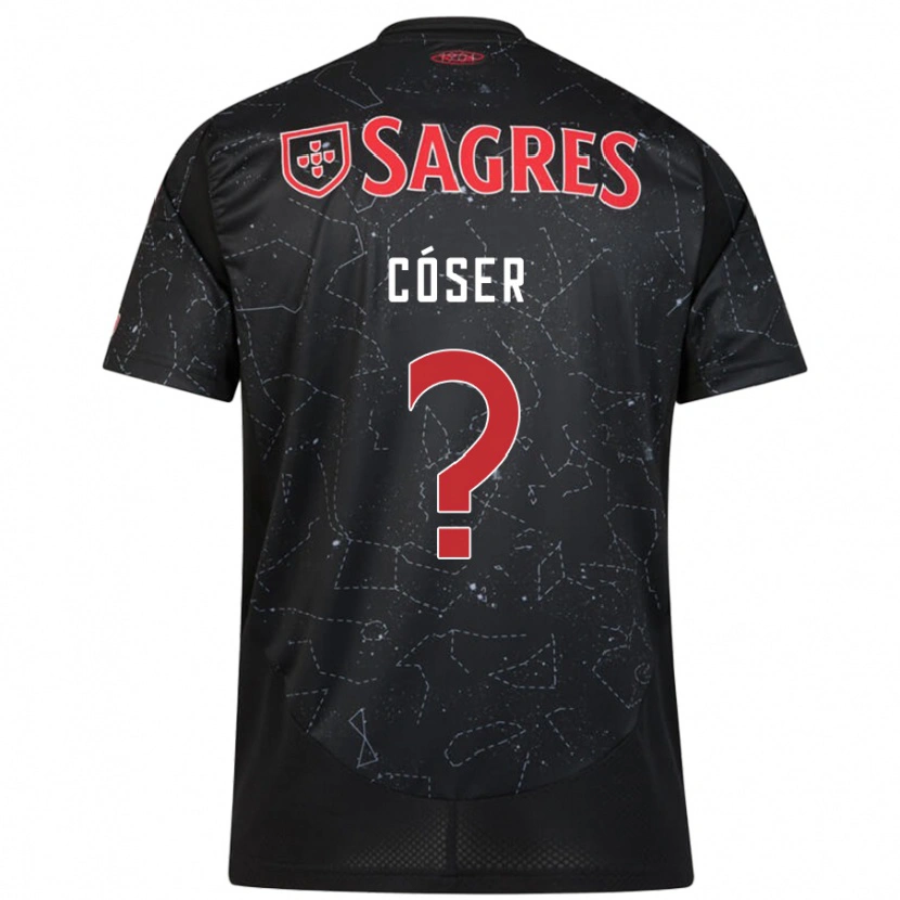 Danxen Kinderen Tiago Cóser #0 Zwart Rood Uitshirt Uittenue 2024/25 T-Shirt