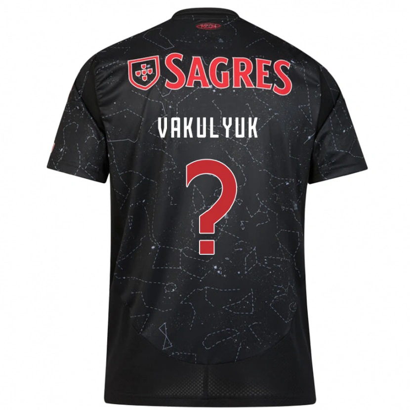 Danxen Kinderen André Vakulyuk #0 Zwart Rood Uitshirt Uittenue 2024/25 T-Shirt