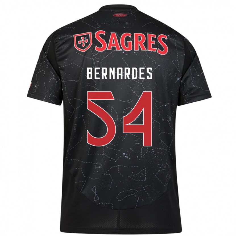 Danxen Kinderen Bernardes #54 Zwart Rood Uitshirt Uittenue 2024/25 T-Shirt