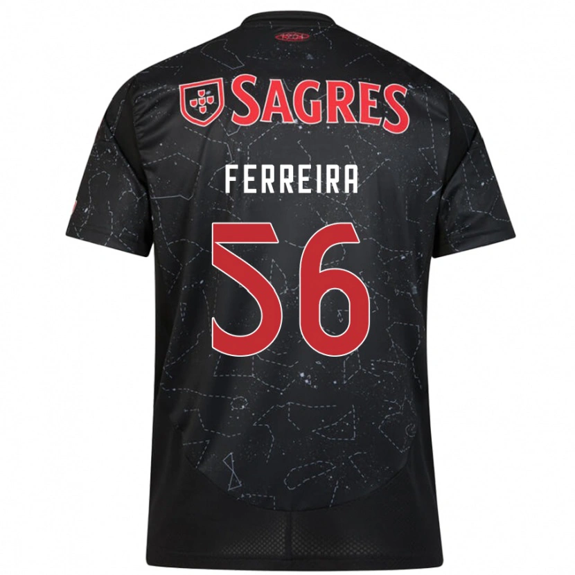 Danxen Kinderen Martim Ferreira #56 Zwart Rood Uitshirt Uittenue 2024/25 T-Shirt
