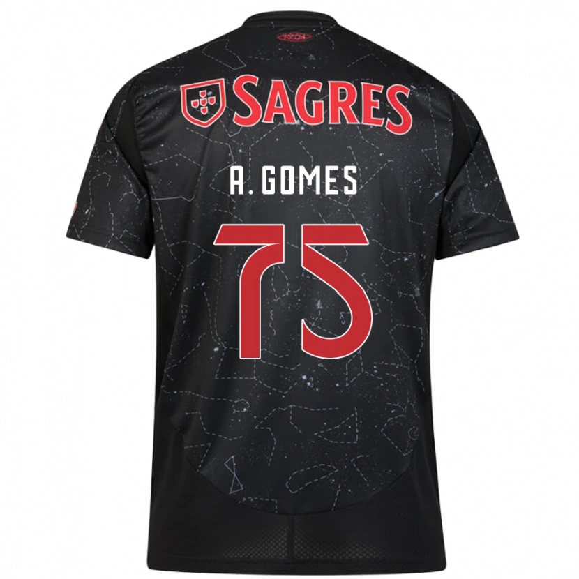 Danxen Kinderen André Gomes #75 Zwart Rood Uitshirt Uittenue 2024/25 T-Shirt