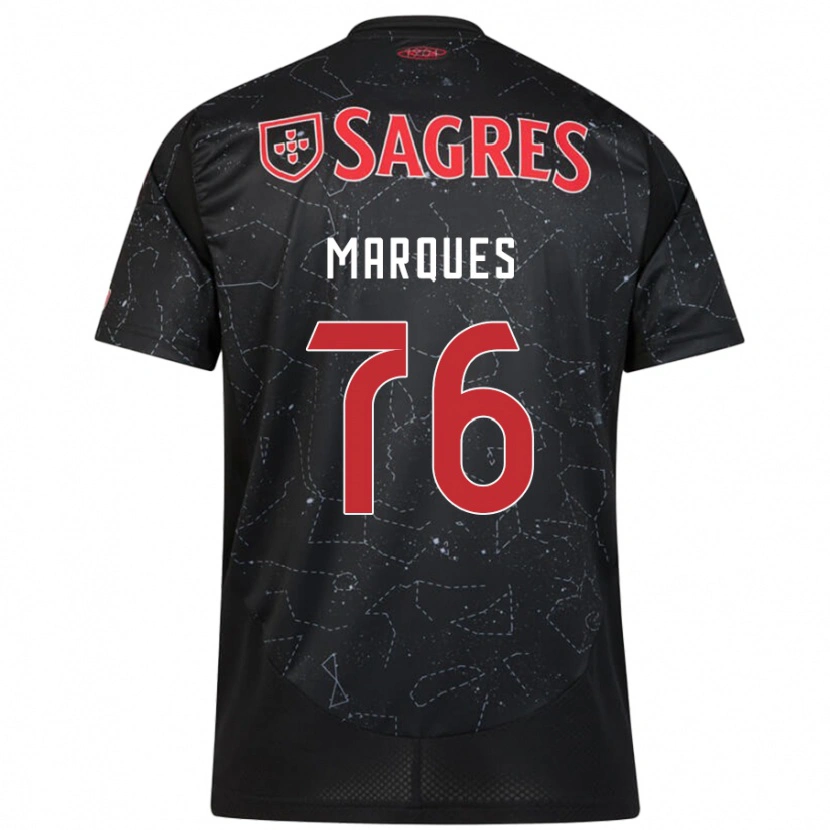 Danxen Kinderen Gustavo Marques #76 Zwart Rood Uitshirt Uittenue 2024/25 T-Shirt