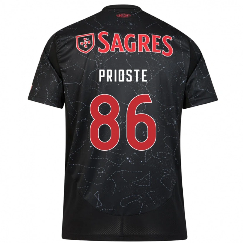 Danxen Kinderen Diogo Prioste #86 Zwart Rood Uitshirt Uittenue 2024/25 T-Shirt