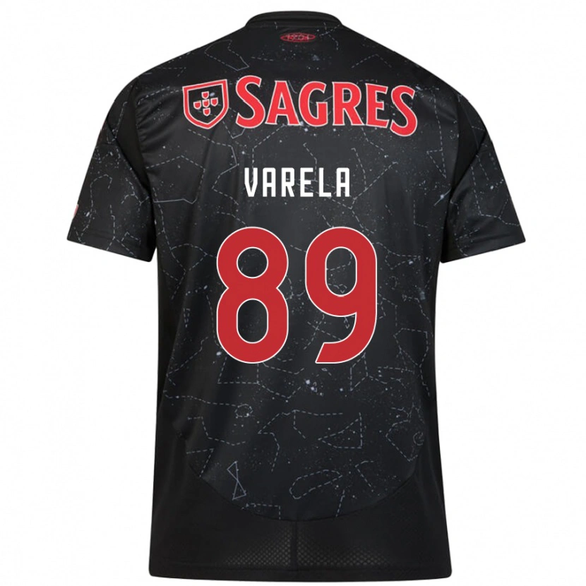 Danxen Kinderen Gustavo Varela #89 Zwart Rood Uitshirt Uittenue 2024/25 T-Shirt