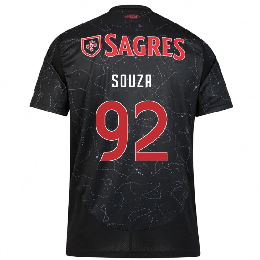 Danxen Kinderen Pedro Souza #92 Zwart Rood Uitshirt Uittenue 2024/25 T-Shirt