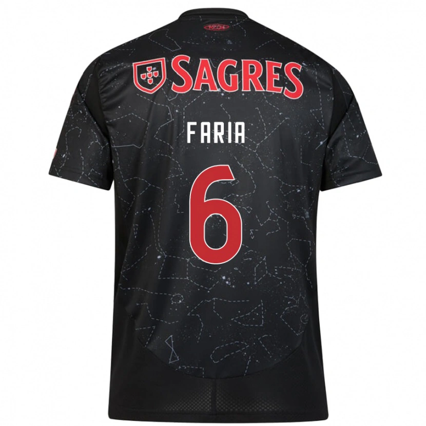 Danxen Kinderen Andreia Faria #6 Zwart Rood Uitshirt Uittenue 2024/25 T-Shirt