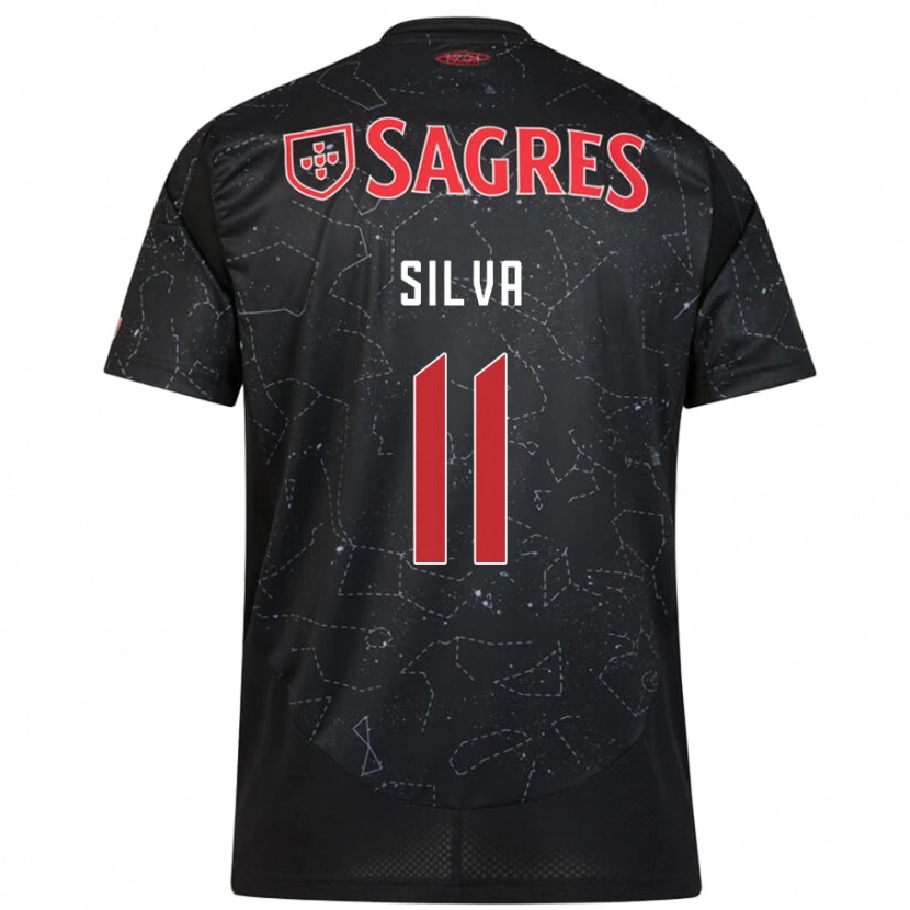 Danxen Kinderen Jéssica Silva #11 Zwart Rood Uitshirt Uittenue 2024/25 T-Shirt
