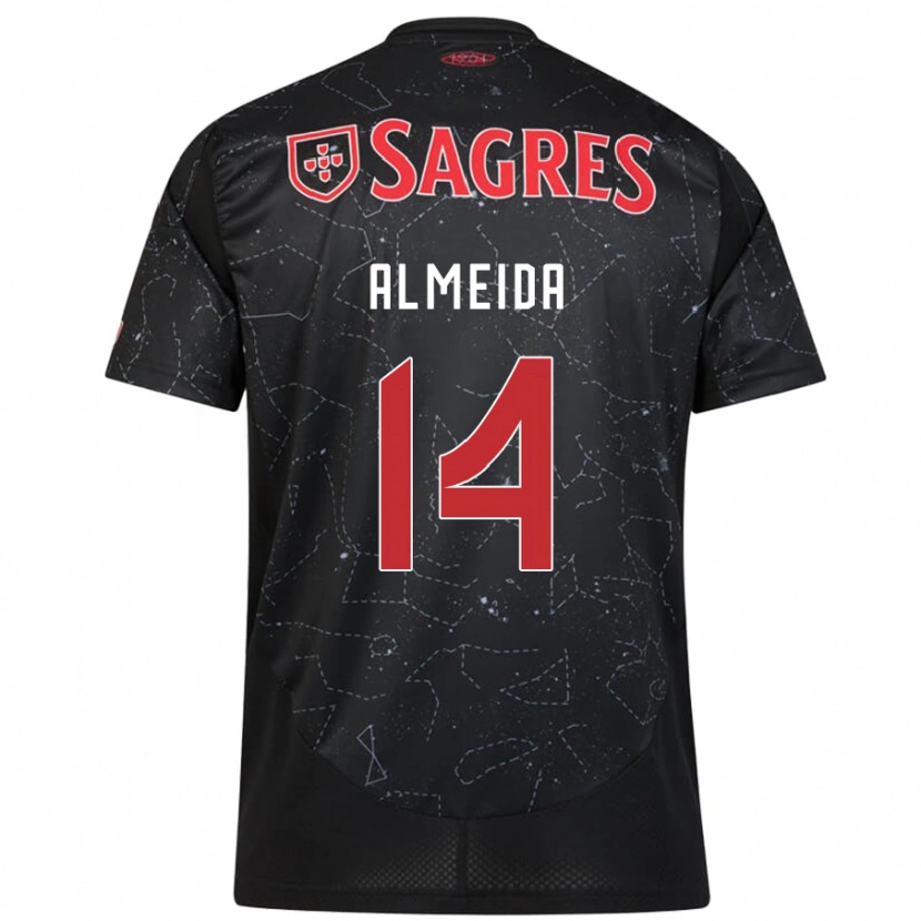 Danxen Kinderen Letícia Almeida #14 Zwart Rood Uitshirt Uittenue 2024/25 T-Shirt