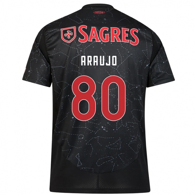 Danxen Kinderen Lais Araujo #80 Zwart Rood Uitshirt Uittenue 2024/25 T-Shirt