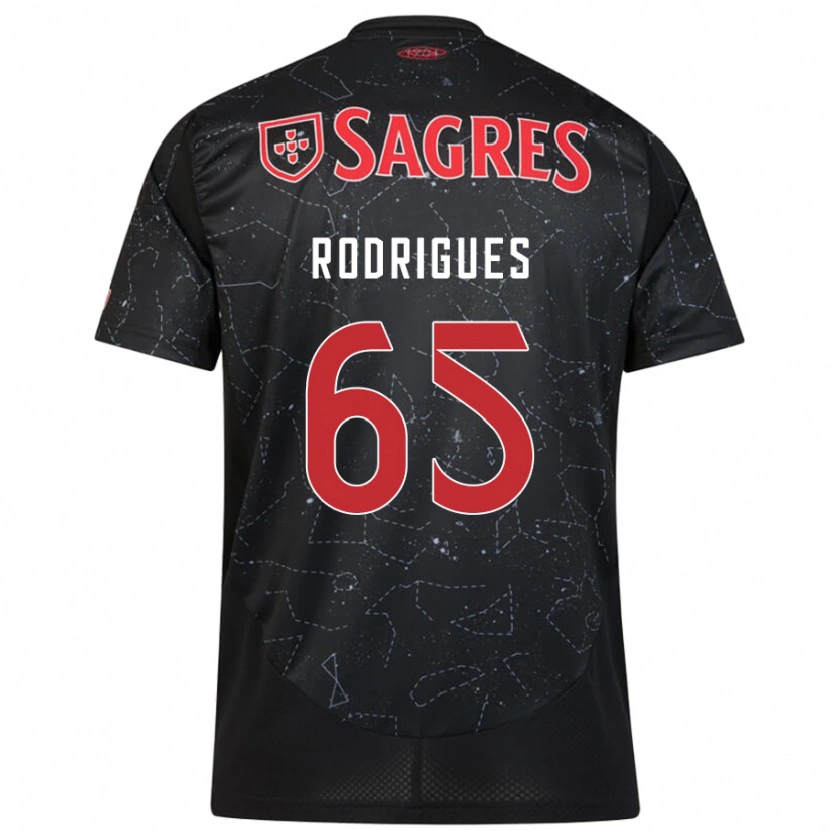 Danxen Kinderen Rafael Rodrigues #65 Zwart Rood Uitshirt Uittenue 2024/25 T-Shirt