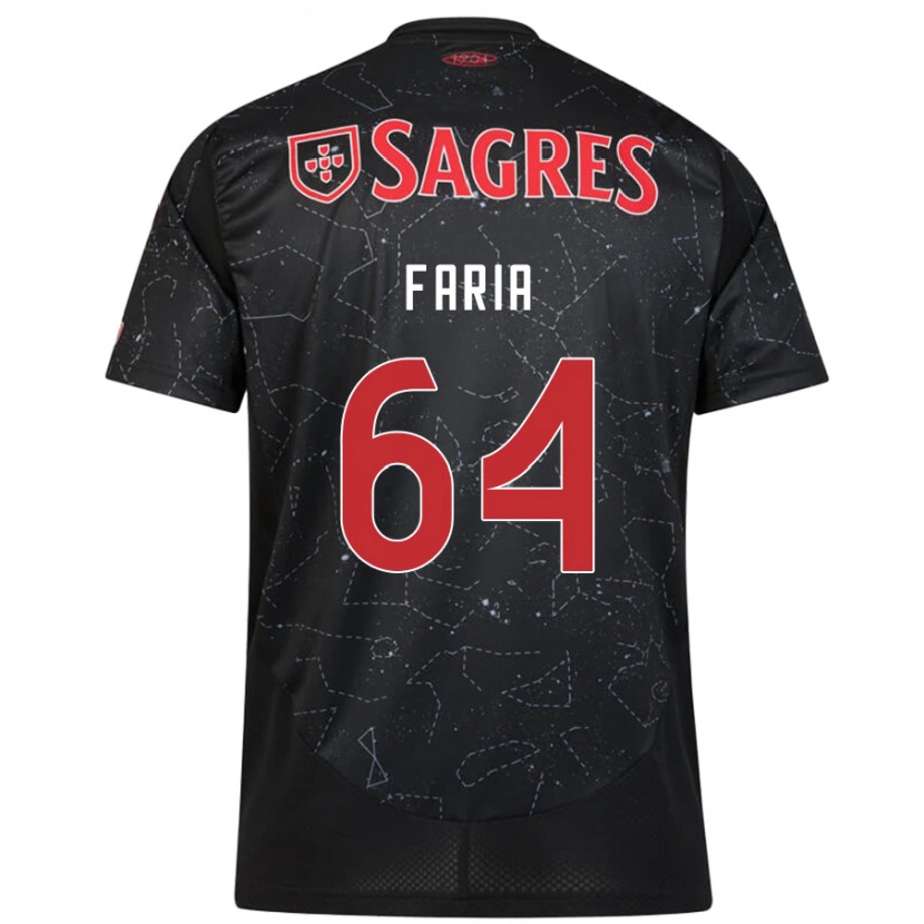 Danxen Kinderen Hugo Faria #64 Zwart Rood Uitshirt Uittenue 2024/25 T-Shirt