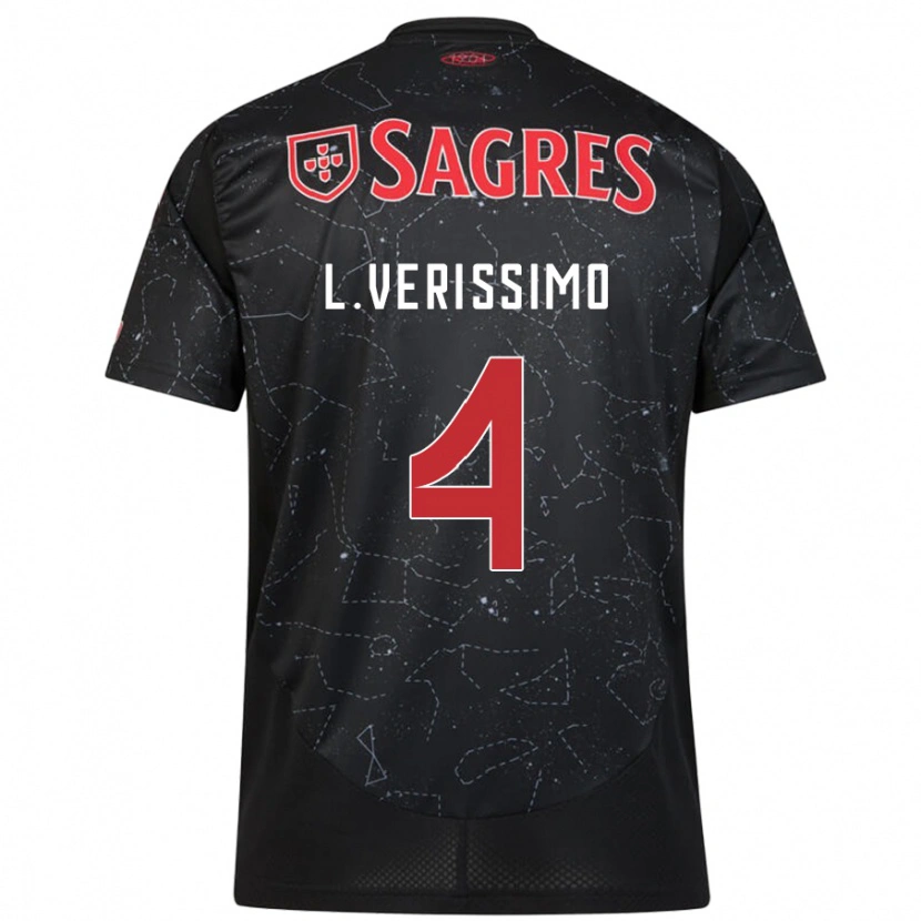 Danxen Kinderen Lucas Verissimo #4 Zwart Rood Uitshirt Uittenue 2024/25 T-Shirt