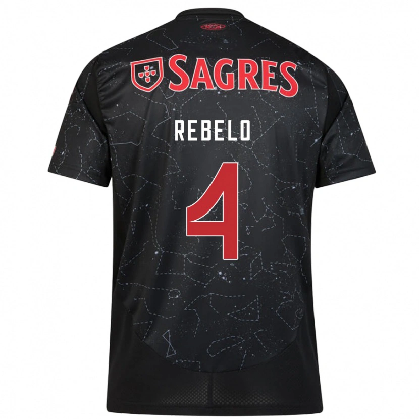 Danxen Kinderen Silvia Rebelo #4 Zwart Rood Uitshirt Uittenue 2024/25 T-Shirt