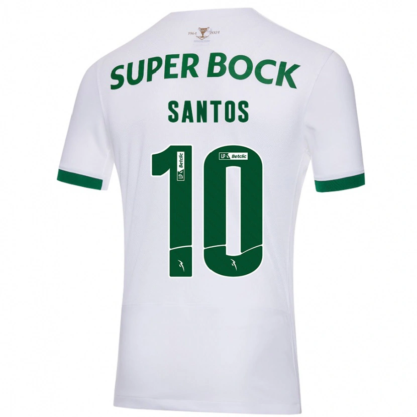 Danxen Kinderen Guilherme Santos #10 Wit Groen Uitshirt Uittenue 2024/25 T-Shirt