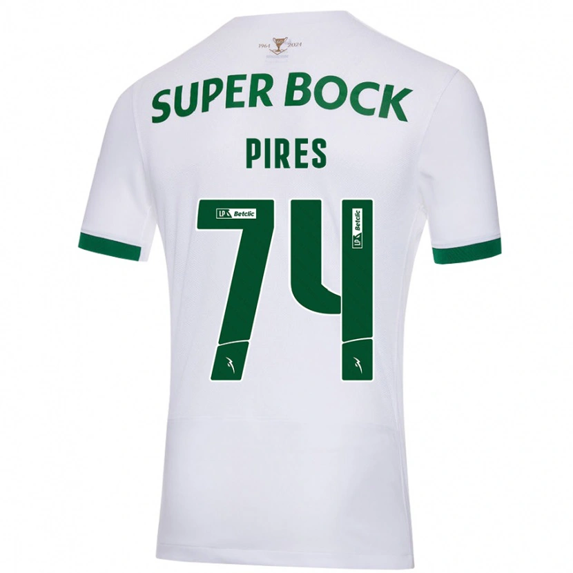 Danxen Kinderen Guilherme Pires #74 Wit Groen Uitshirt Uittenue 2024/25 T-Shirt