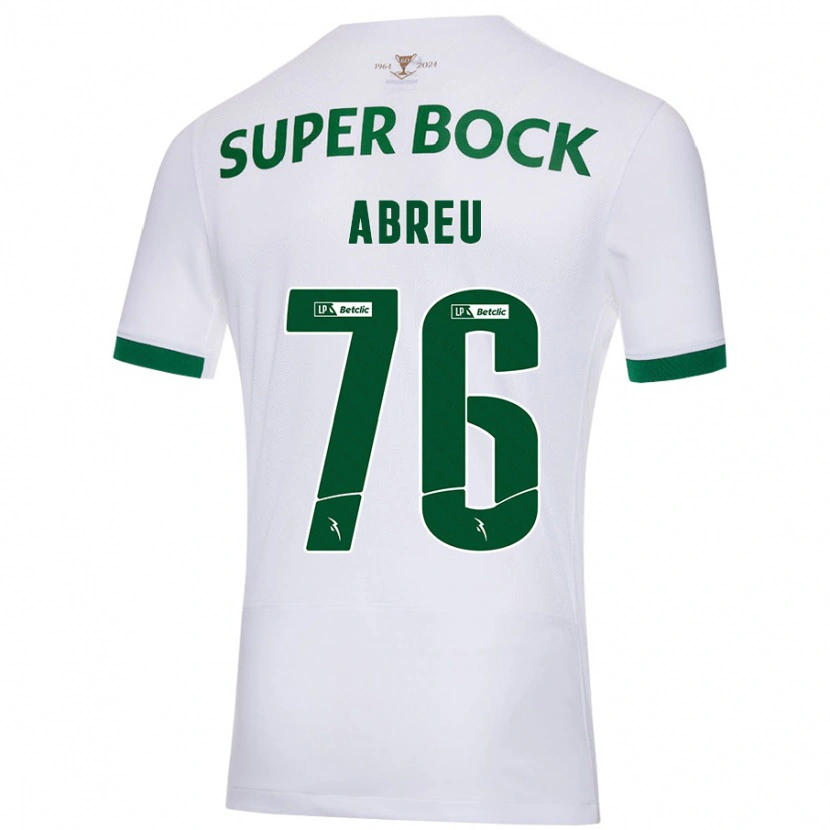 Danxen Kinderen Diogo Abreu #76 Wit Groen Uitshirt Uittenue 2024/25 T-Shirt