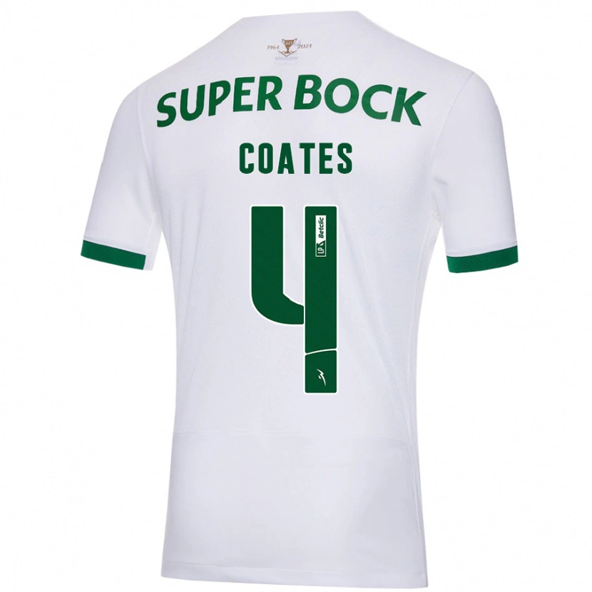 Danxen Kinderen Sebastián Coates #4 Wit Groen Uitshirt Uittenue 2024/25 T-Shirt