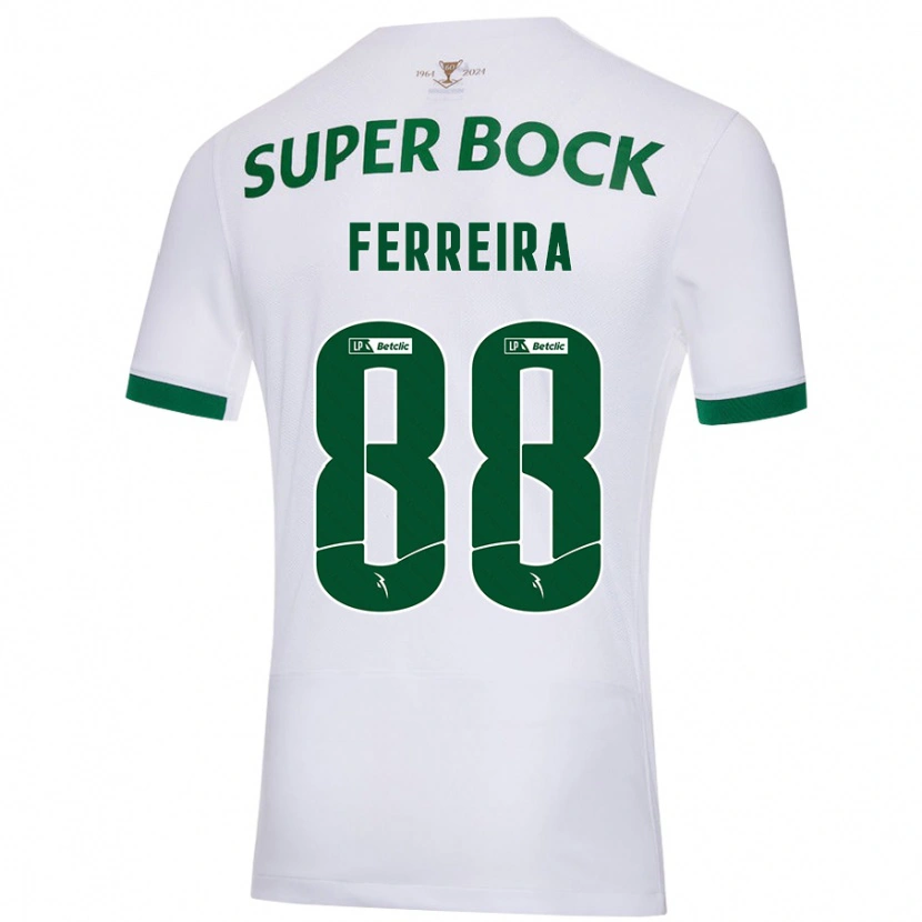 Danxen Kinderen Tiago Ferreira #88 Wit Groen Uitshirt Uittenue 2024/25 T-Shirt
