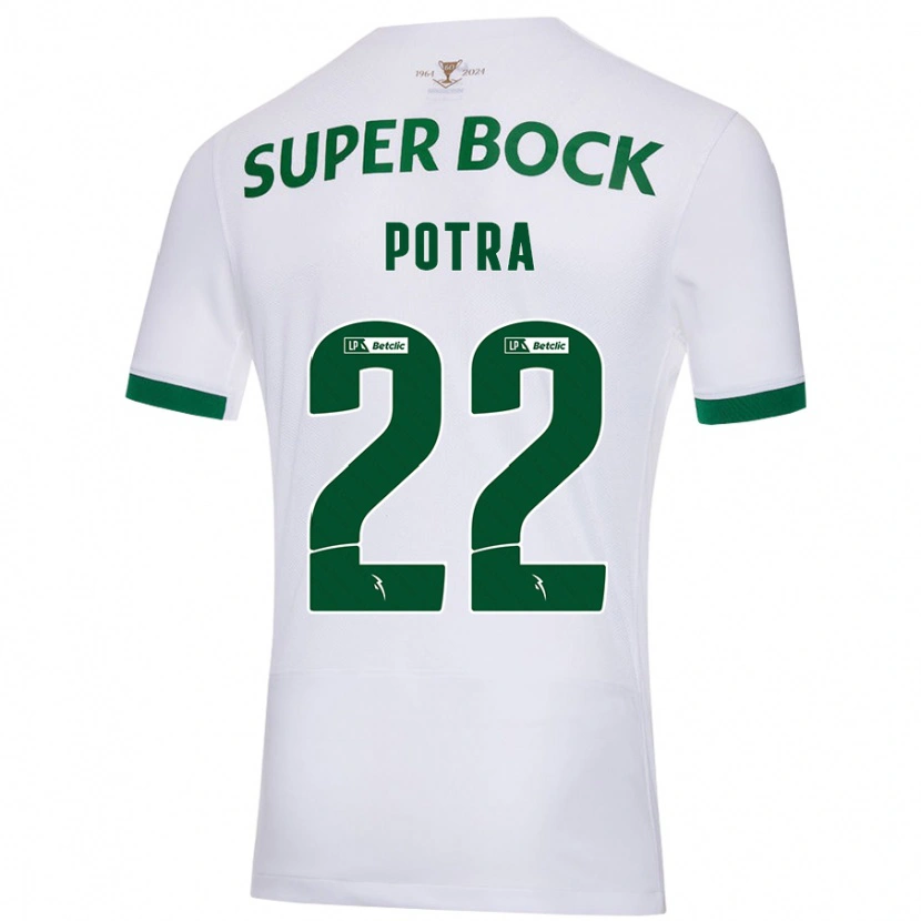 Danxen Kinderen Catarina Sofia Branco Potra #22 Wit Groen Uitshirt Uittenue 2024/25 T-Shirt