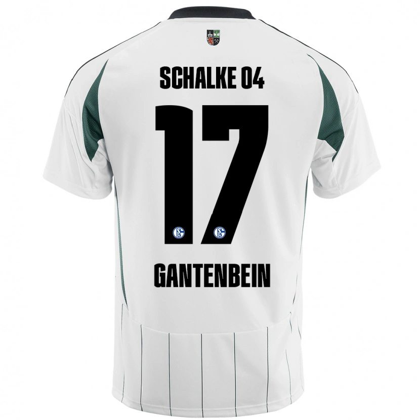 Danxen Kinderen Adrian Gantenbein #17 Wit Groen Uitshirt Uittenue 2024/25 T-Shirt