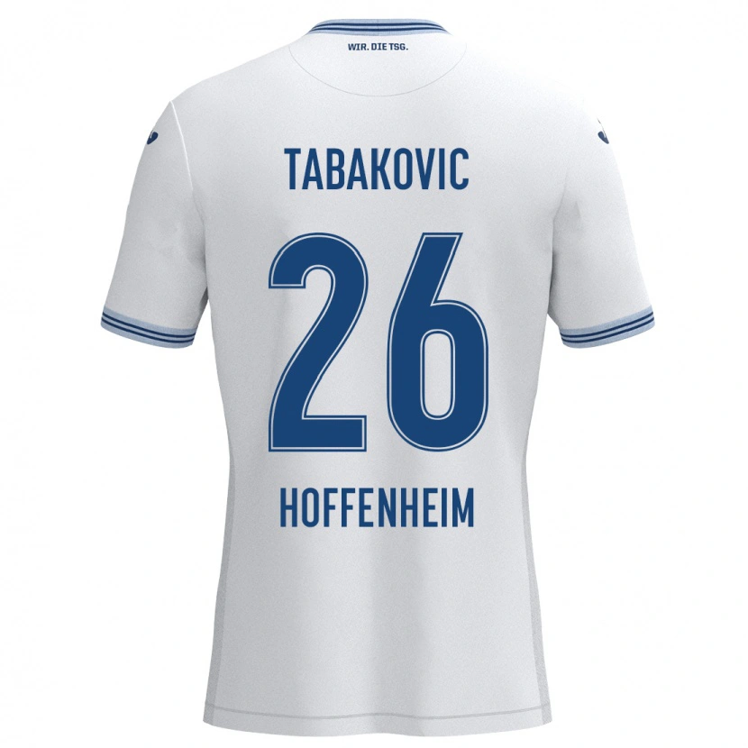 Danxen Kinderen Haris Tabakovic #26 Wit Blauw Uitshirt Uittenue 2024/25 T-Shirt