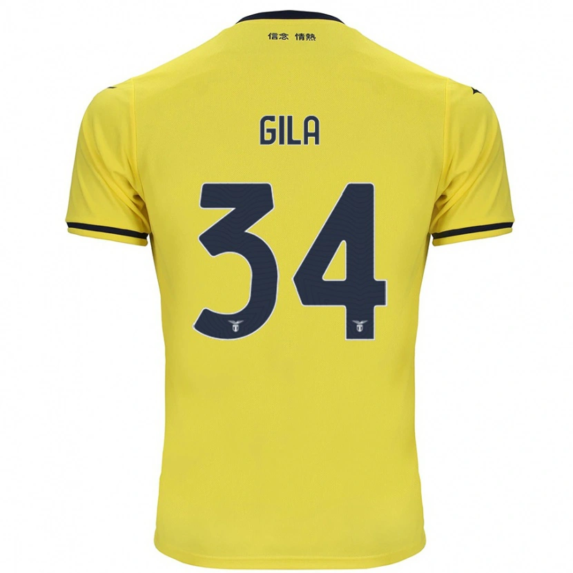 Danxen Kinderen Mario Gila #34 Geel Uitshirt Uittenue 2024/25 T-Shirt