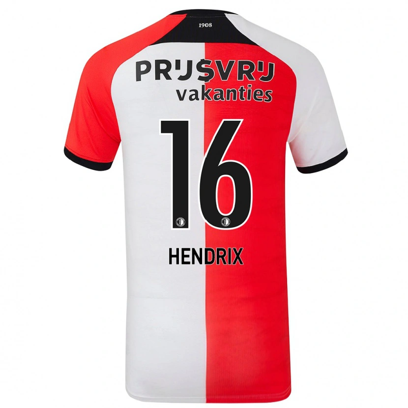 Danxen Heren Jorrit Hendrix #16 Rood Wit Thuisshirt Thuistenue 2024/25 T-Shirt