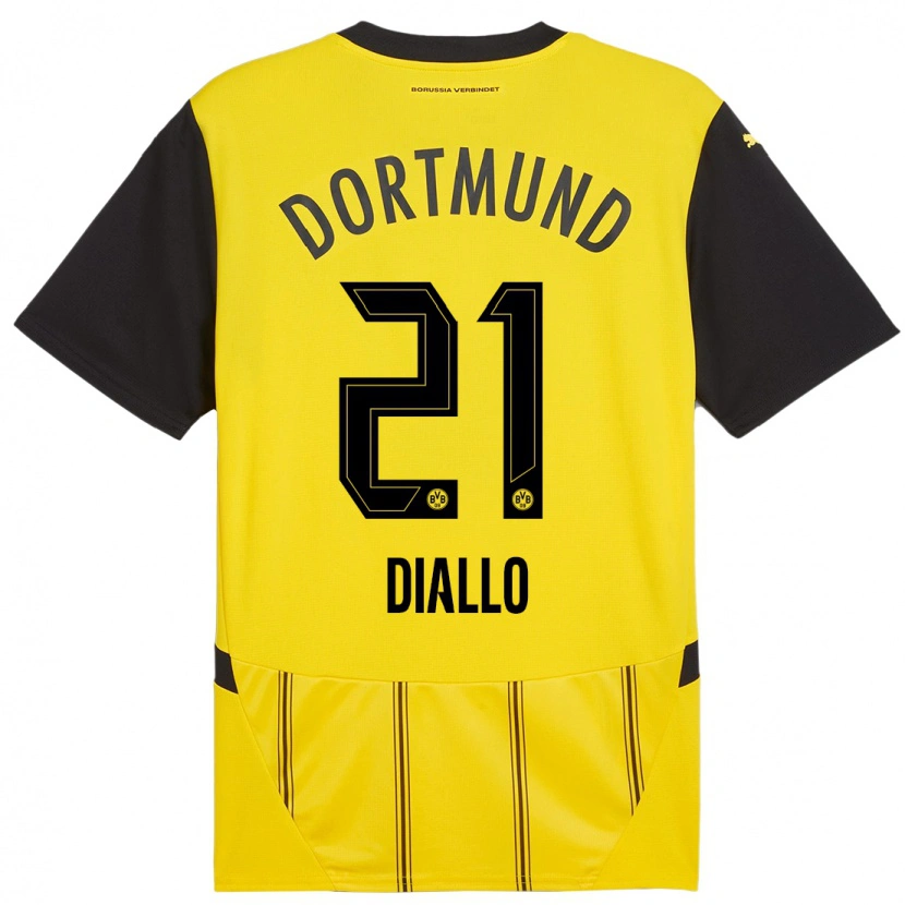 Danxen Heren Ousmane Diallo #21 Geel Zwart Thuisshirt Thuistenue 2024/25 T-Shirt