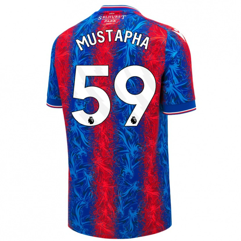 Danxen Heren Hindolo Mustapha #59 Rood Blauwe Strepen Thuisshirt Thuistenue 2024/25 T-Shirt