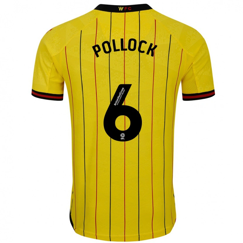 Danxen Heren Mattie Pollock #6 Geel Zwart Thuisshirt Thuistenue 2024/25 T-Shirt