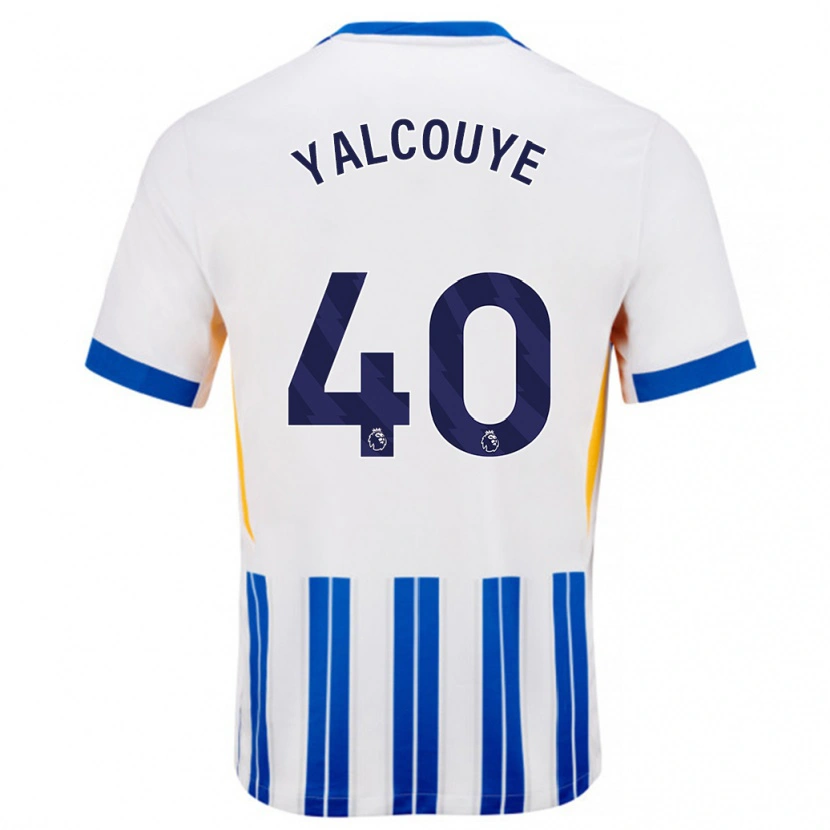 Danxen Heren Malick Junior Yalcouyé #40 Wit Blauwe Krijtstrepen Thuisshirt Thuistenue 2024/25 T-Shirt