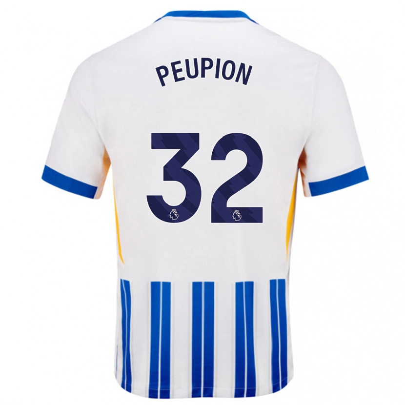 Danxen Heren Cameron Peupion #32 Wit Blauwe Krijtstrepen Thuisshirt Thuistenue 2024/25 T-Shirt