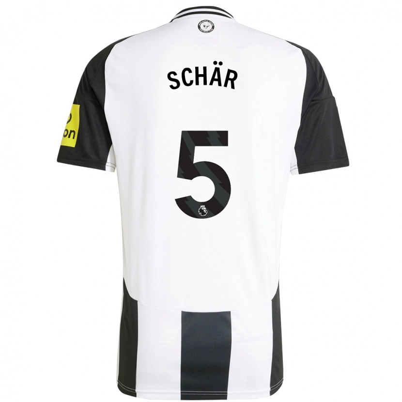 Danxen Heren Fabian Schär #5 Wit Zwart Thuisshirt Thuistenue 2024/25 T-Shirt