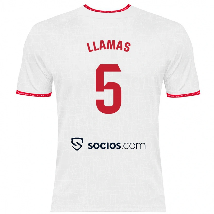Danxen Heren Eva Llamas #5 Wit Rood Thuisshirt Thuistenue 2024/25 T-Shirt