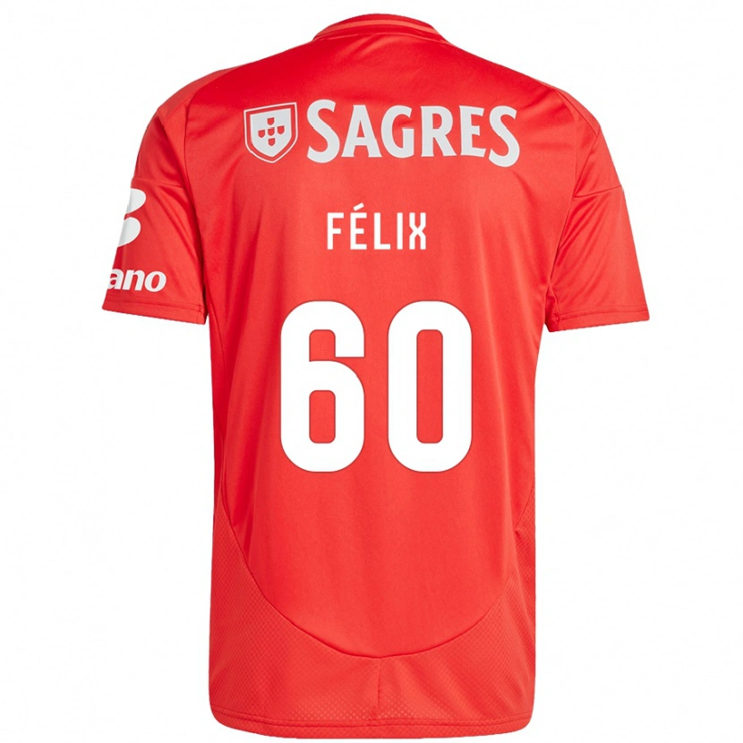 Danxen Heren Nuno Félix #60 Rood Wit Thuisshirt Thuistenue 2024/25 T-Shirt