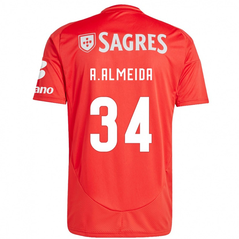 Danxen Heren Andre Almeida #34 Rood Wit Thuisshirt Thuistenue 2024/25 T-Shirt