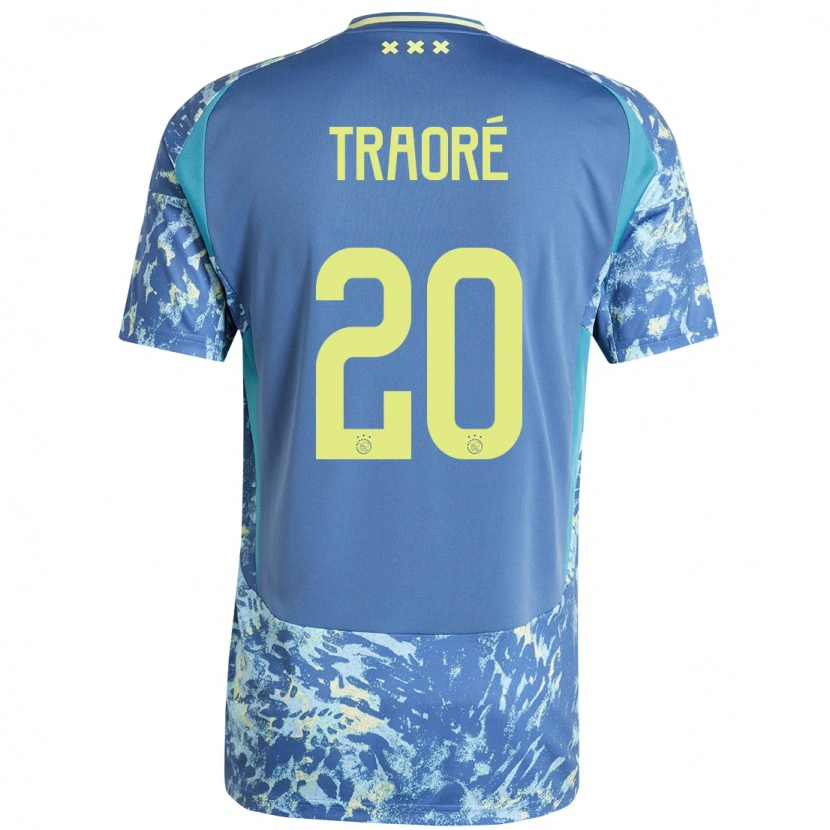 Danxen Heren Bertrand Traoré #20 Grijs Blauw Geel Uitshirt Uittenue 2024/25 T-Shirt
