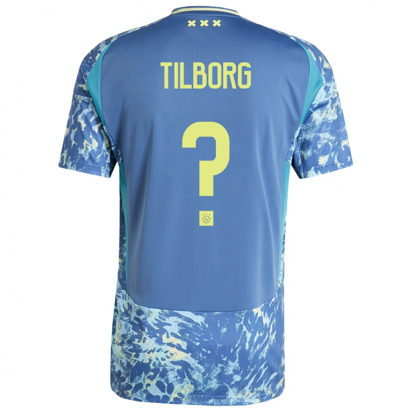 Danxen Heren Sesynijo Tilborg #0 Grijs Blauw Geel Uitshirt Uittenue 2024/25 T-Shirt