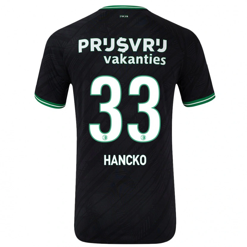 Danxen Heren Dávid Hancko #33 Zwart Groen Uitshirt Uittenue 2024/25 T-Shirt