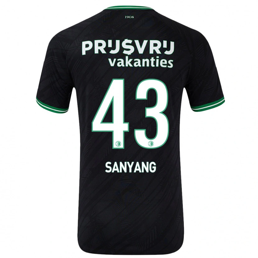 Danxen Heren Amadou-David Sanyang #43 Zwart Groen Uitshirt Uittenue 2024/25 T-Shirt
