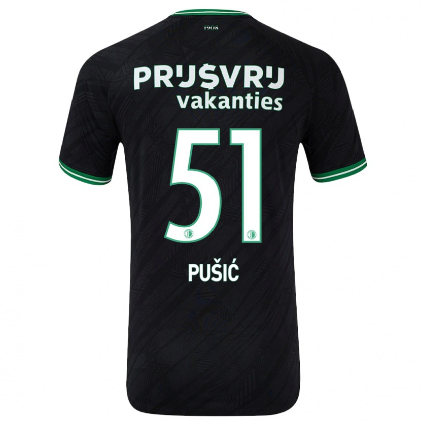 Danxen Heren Noah Pušić #51 Zwart Groen Uitshirt Uittenue 2024/25 T-Shirt