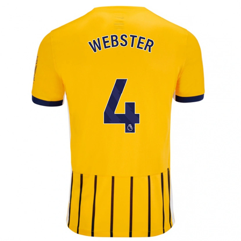 Danxen Heren Adam Webster #4 Goud Blauw Krijtstrepen Uitshirt Uittenue 2024/25 T-Shirt