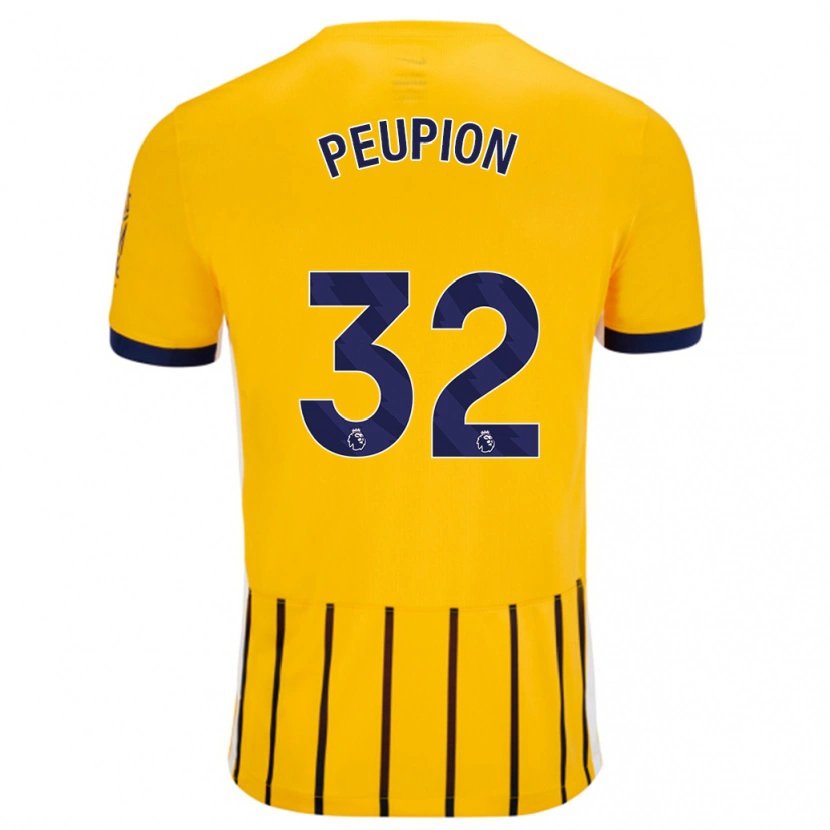 Danxen Heren Cameron Peupion #32 Goud Blauw Krijtstrepen Uitshirt Uittenue 2024/25 T-Shirt